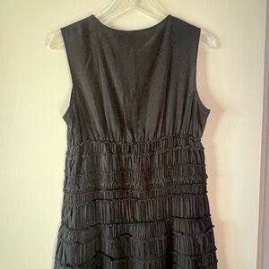 BURBERRY Black Sleeveless Silk Rouched Sheath Midi Dress. NWOT. US 8.